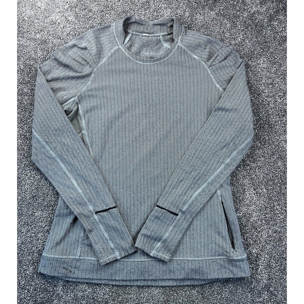 Lululemon Tops Think Fast‎ Long Sleeve Shirt Heathered Herringbone Pullover Gray